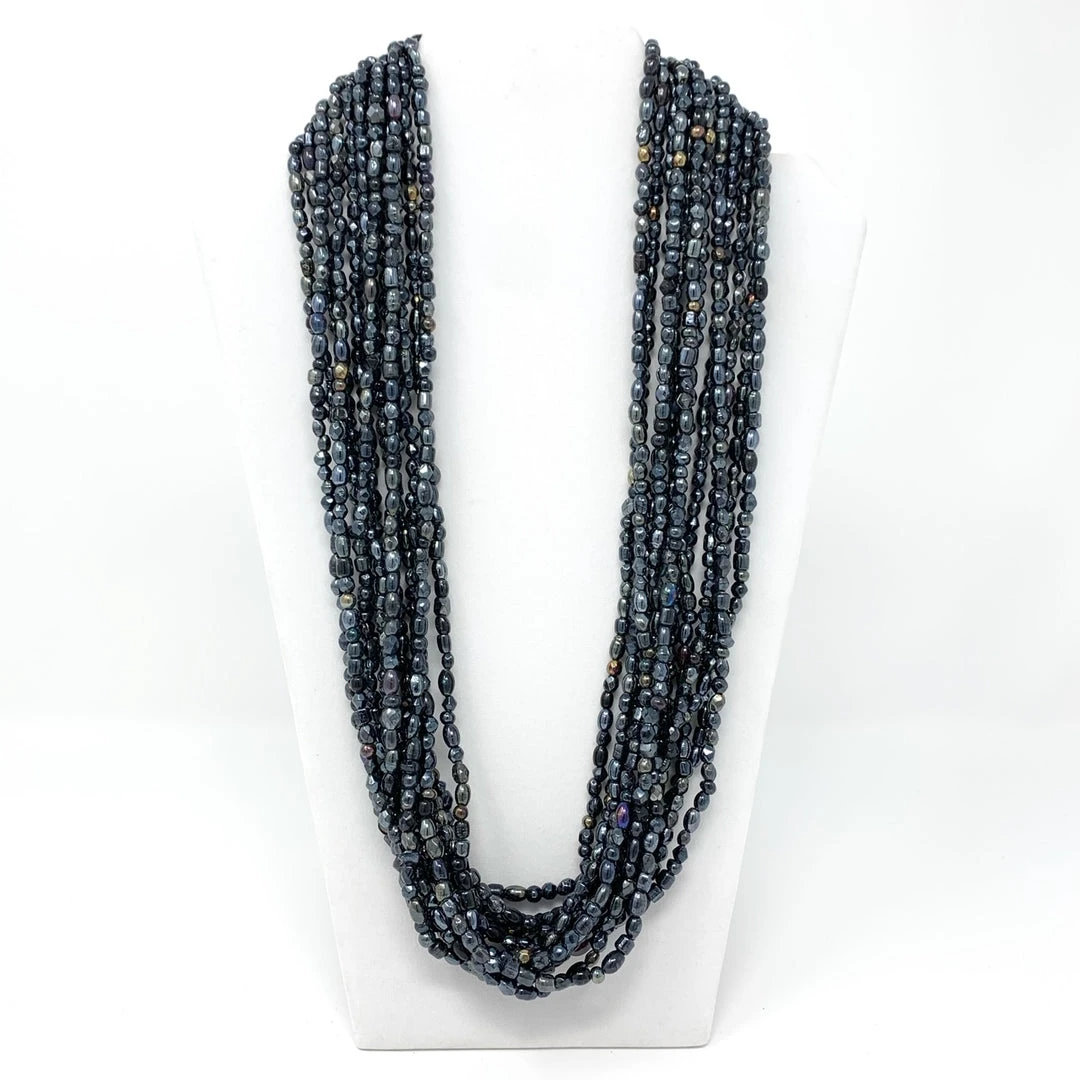 Mardi Gras Spot Beads 27" Black Glass Bead Necklace (Dozen) 3 Mardi Gras Spot Beads 27" Black Glass Bead Necklace (Dozen)