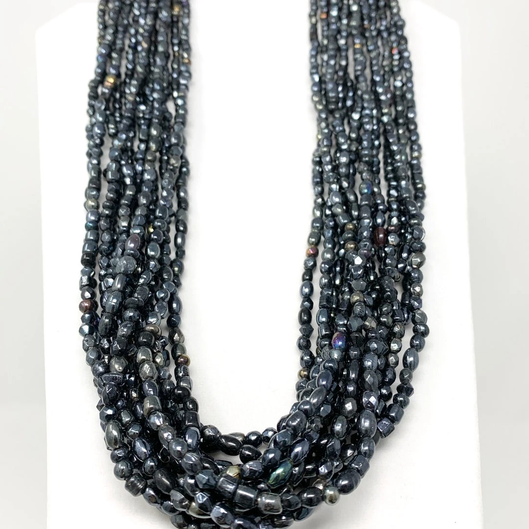 Mardi Gras Spot Beads 27" Black Glass Bead Necklace (Dozen) 4 Mardi Gras Spot Beads 27" Black Glass Bead Necklace (Dozen)