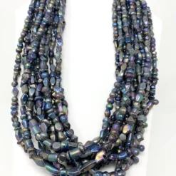Mardi Gras Spot 27" Dark Opalescent Glass Bead Necklace (Dozen)