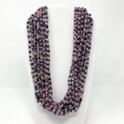 Mardi Gras Spot 27" Metallic/Pink Glass Bead Necklace (Dozen) Beads