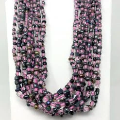 Mardi Gras Spot 27" Metallic/Pink Glass Bead Necklace (Dozen) Beads