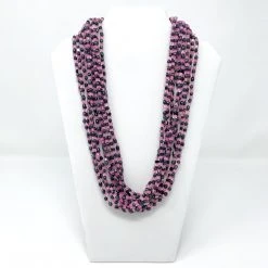 Mardi Gras Spot 27" Black/Pink Glass Bead Necklace (Dozen)