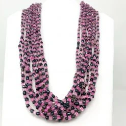 Mardi Gras Spot 27" Black/Pink Glass Bead Necklace (Dozen)