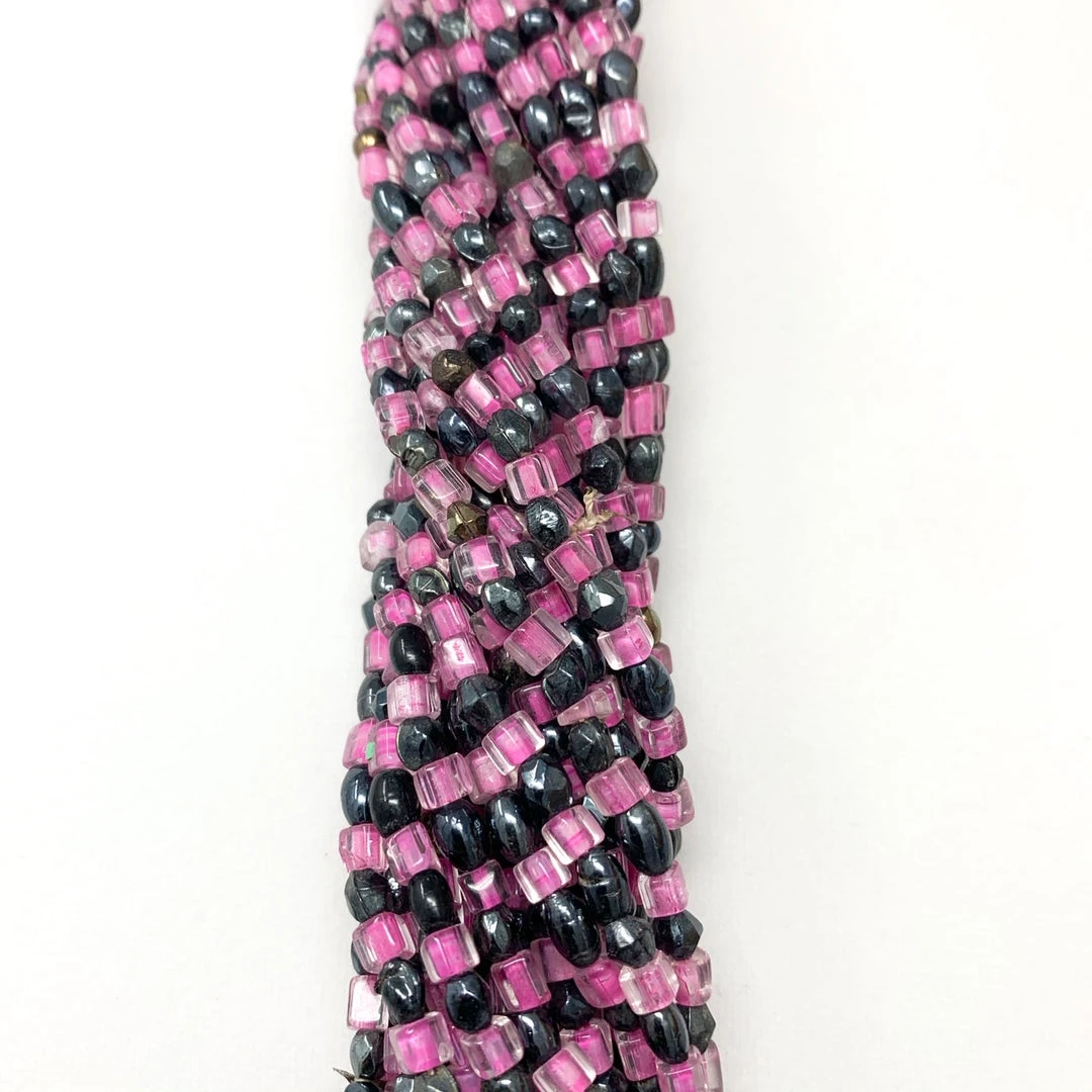 Mardi Gras Spot 27" Black/Pink Glass Bead Necklace (Dozen) Mardi Gras Spot 27" Black/Pink Glass Bead Necklace (Dozen)