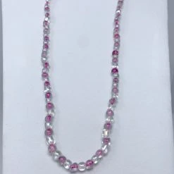 Mardi Gras Spot 27" Clear/Pink Glass Bead Necklace (Dozen) 10 Mardi Gras Spot 27
