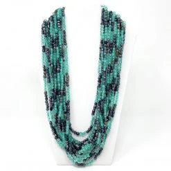Mardi Gras Spot Beads 27" Navy Metallic And Teal Glass Bead Necklace (Dozen)