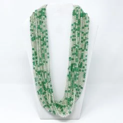 Mardi Gras Spot Beads 27" Clear/Light Green Glass Bead Necklace (Dozen)