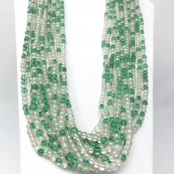 Mardi Gras Spot Beads 27" Clear/Light Green Glass Bead Necklace (Dozen) 8 Mardi Gras Spot Beads 27