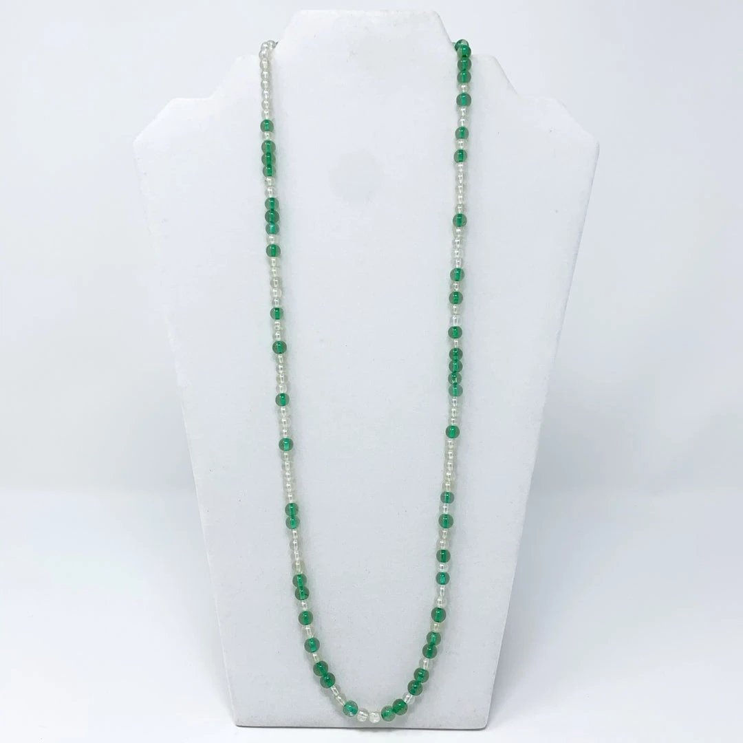 Mardi Gras Spot Beads 27" Clear/Light Green Glass Bead Necklace (Dozen) 6 Mardi Gras Spot Beads 27" Clear/Light Green Glass Bead Necklace (Dozen)