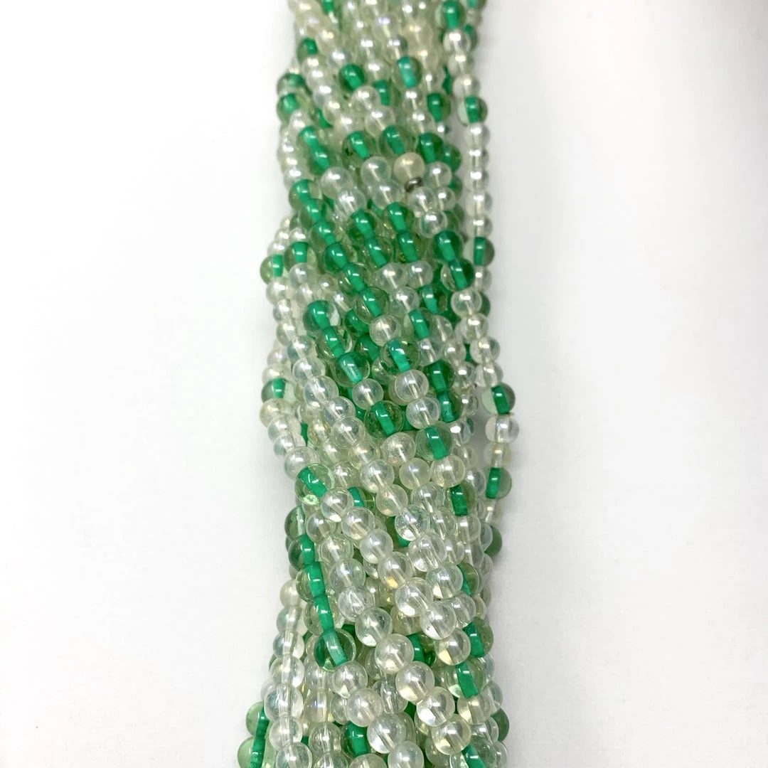 Mardi Gras Spot Beads 27" Clear/Light Green Glass Bead Necklace (Dozen) 7 Mardi Gras Spot Beads 27" Clear/Light Green Glass Bead Necklace (Dozen)
