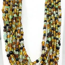 Mardi Gras Spot 27" Brown, Yellow, Clear And Green Glass Bead Necklace (Dozen) 9 Mardi Gras Spot 27