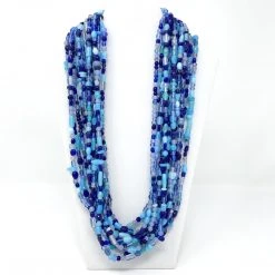 Mardi Gras Spot 27" Royal Blue/Light Blue Glass Bead Necklace (Dozen)