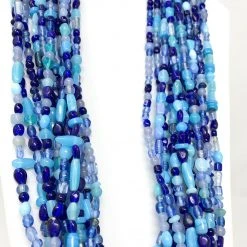 Mardi Gras Spot 27" Royal Blue/Light Blue Glass Bead Necklace (Dozen) 9 Mardi Gras Spot 27