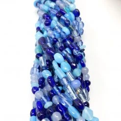 Mardi Gras Spot 27" Royal Blue/Light Blue Glass Bead Necklace (Dozen) 11 Mardi Gras Spot 27