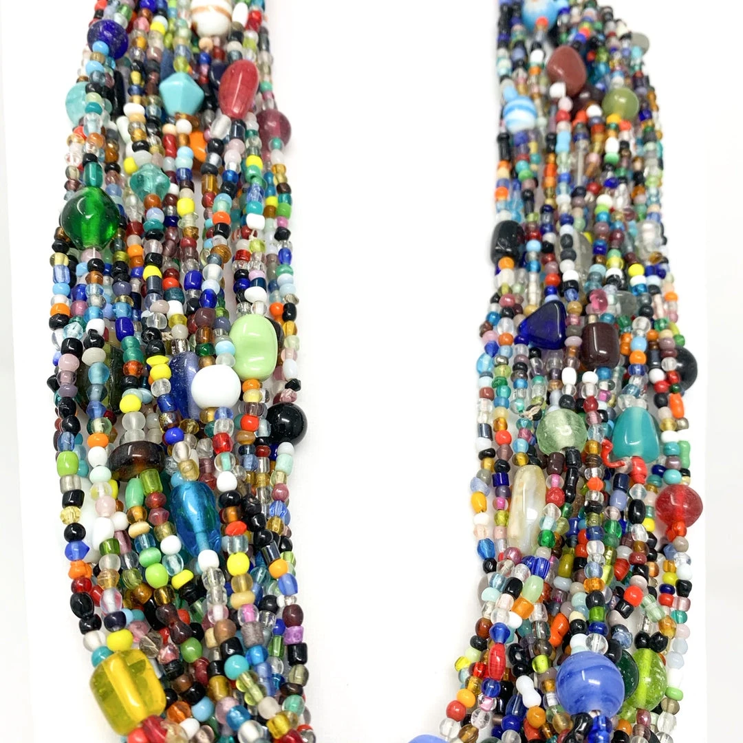 Mardi Gras Spot 27" Double Stranded Multicolor Glass Bead Necklace (Dozen) Beads 5 Mardi Gras Spot 27" Double Stranded Multicolor Glass Bead Necklace (Dozen) Beads