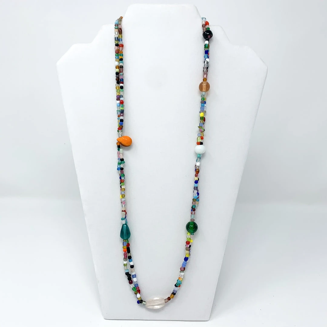 Mardi Gras Spot 27" Double Stranded Multicolor Glass Bead Necklace (Dozen) Beads 6 Mardi Gras Spot 27" Double Stranded Multicolor Glass Bead Necklace (Dozen) Beads