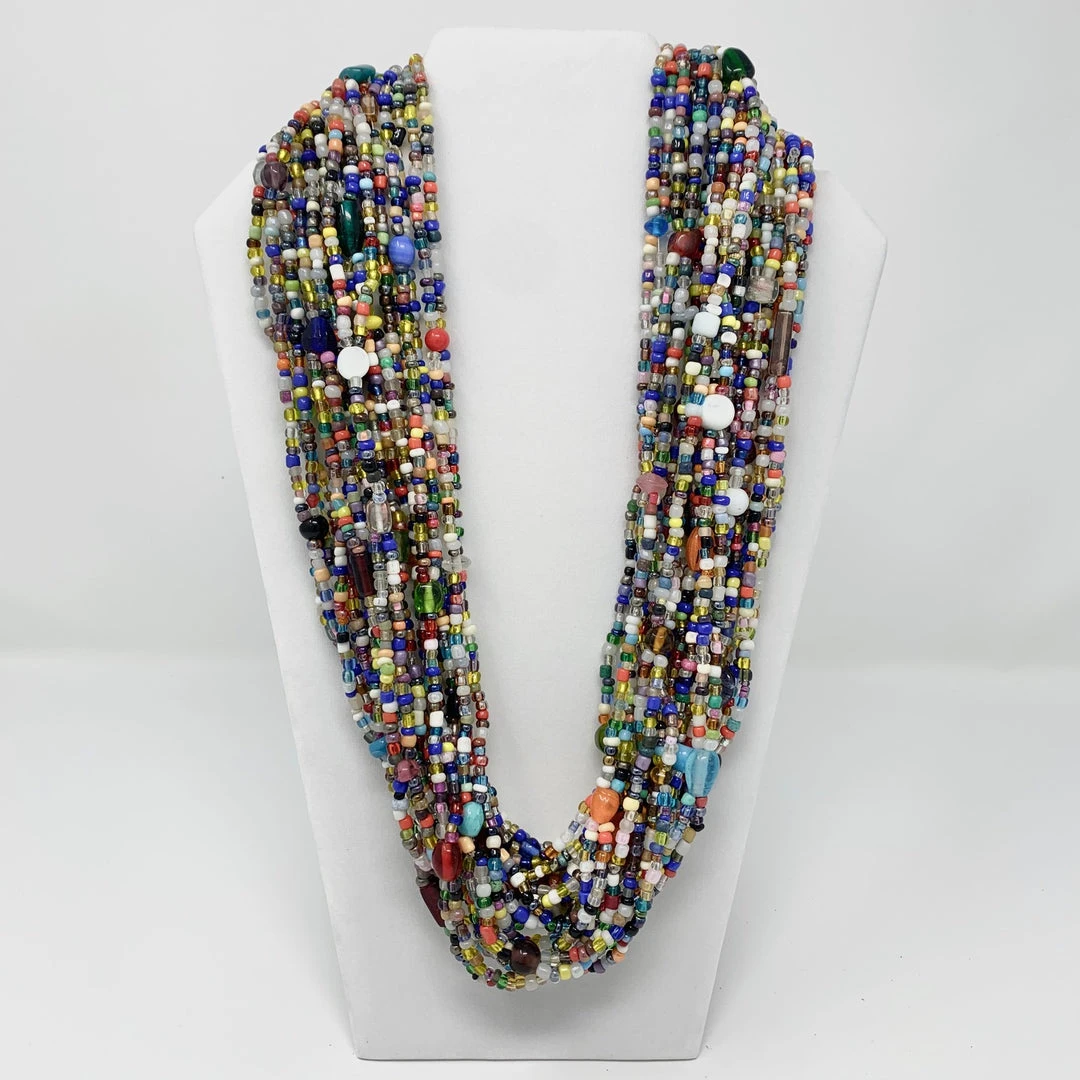 Mardi Gras Spot Beads 27" Medium Round Double Stranded Glass Bead Necklace (Dozen) 3 Mardi Gras Spot Beads 27" Medium Round Double Stranded Glass Bead Necklace (Dozen)