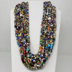 Mardi Gras Spot Beads 27" Medium Round Double Stranded Glass Bead Necklace (Dozen) 8 Mardi Gras Spot Beads 27