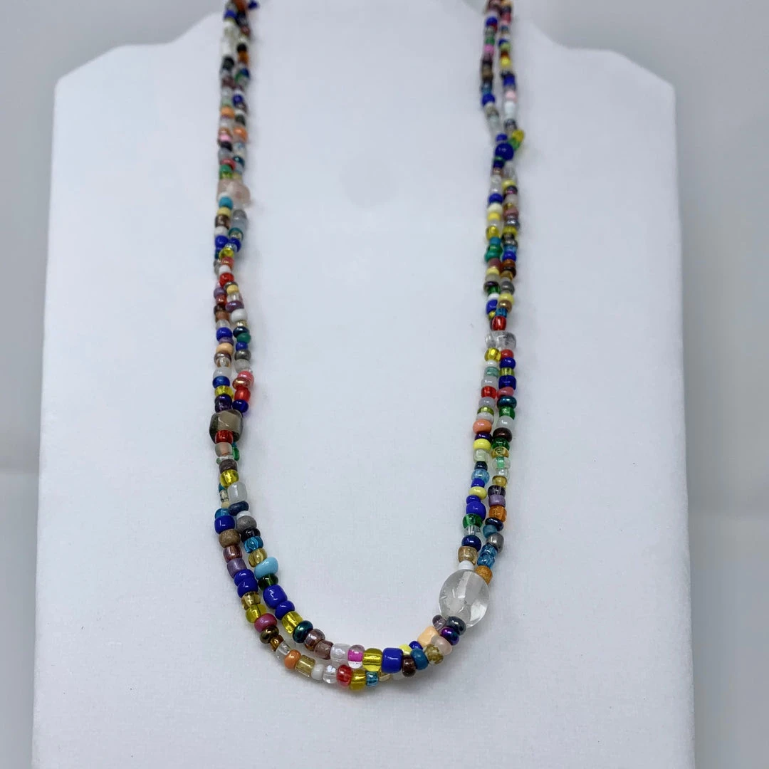 Mardi Gras Spot Beads 27" Medium Round Double Stranded Glass Bead Necklace (Dozen) 6 Mardi Gras Spot Beads 27" Medium Round Double Stranded Glass Bead Necklace (Dozen)