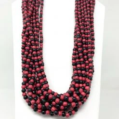 Mardi Gras Spot 27" Black And Hot Pink Glass Bead Necklace (Dozen) Beads