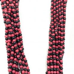 Mardi Gras Spot 27" Black And Hot Pink Glass Bead Necklace (Dozen) Beads 9 Mardi Gras Spot 27