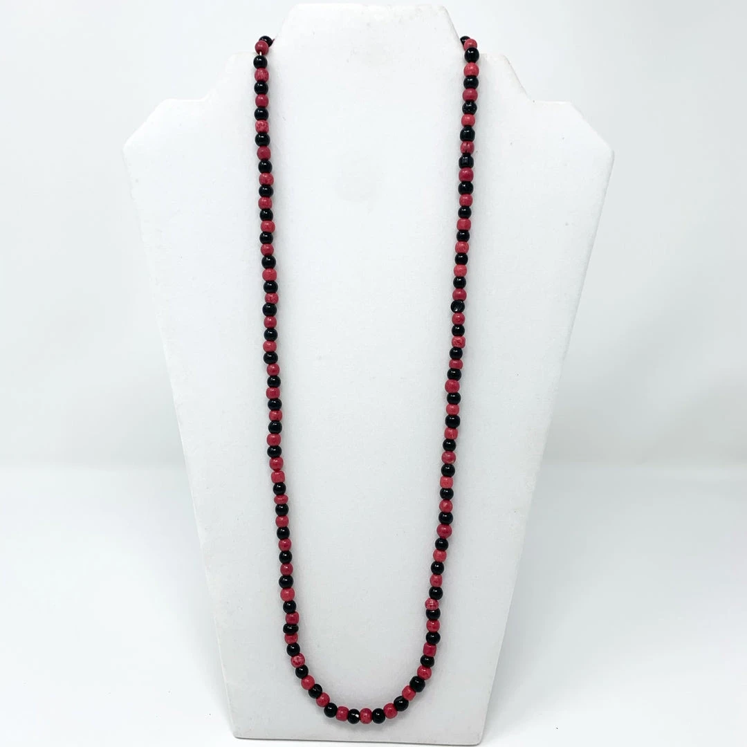 Mardi Gras Spot 27" Black And Hot Pink Glass Bead Necklace (Dozen) Beads 6 Mardi Gras Spot 27" Black And Hot Pink Glass Bead Necklace (Dozen) Beads