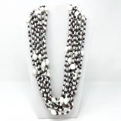 Mardi Gras Spot 27" Necklace Purple And White Glass Bead Necklace (Dozen)