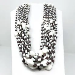 Mardi Gras Spot 27" Necklace Purple And White Glass Bead Necklace (Dozen)