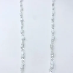 Mardi Gras Spot Beads 27" Silver And White Glass Bead Necklace (Dozen) 5 Mardi Gras Spot Beads 27