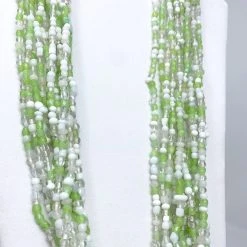 Mardi Gras Spot 27" Necklace Silver, Green And White Glass Bead Necklace (Dozen) 9 Mardi Gras Spot 27