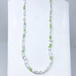 Mardi Gras Spot 27" Necklace Silver, Green And White Glass Bead Necklace (Dozen) 10 Mardi Gras Spot 27