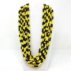 Mardi Gras Spot 27" Necklace Yellow And Black Glass Bead Necklace (Dozen)