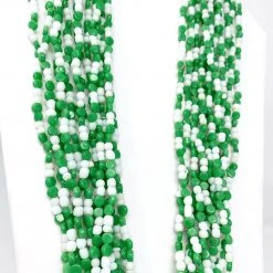 Mardi Gras Spot Beads 27" White And Green Glass Bead Necklace (Dozen) 9 Mardi Gras Spot Beads 27