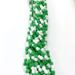 Mardi Gras Spot Beads 27" White And Green Glass Bead Necklace (Dozen) 11 Mardi Gras Spot Beads 27