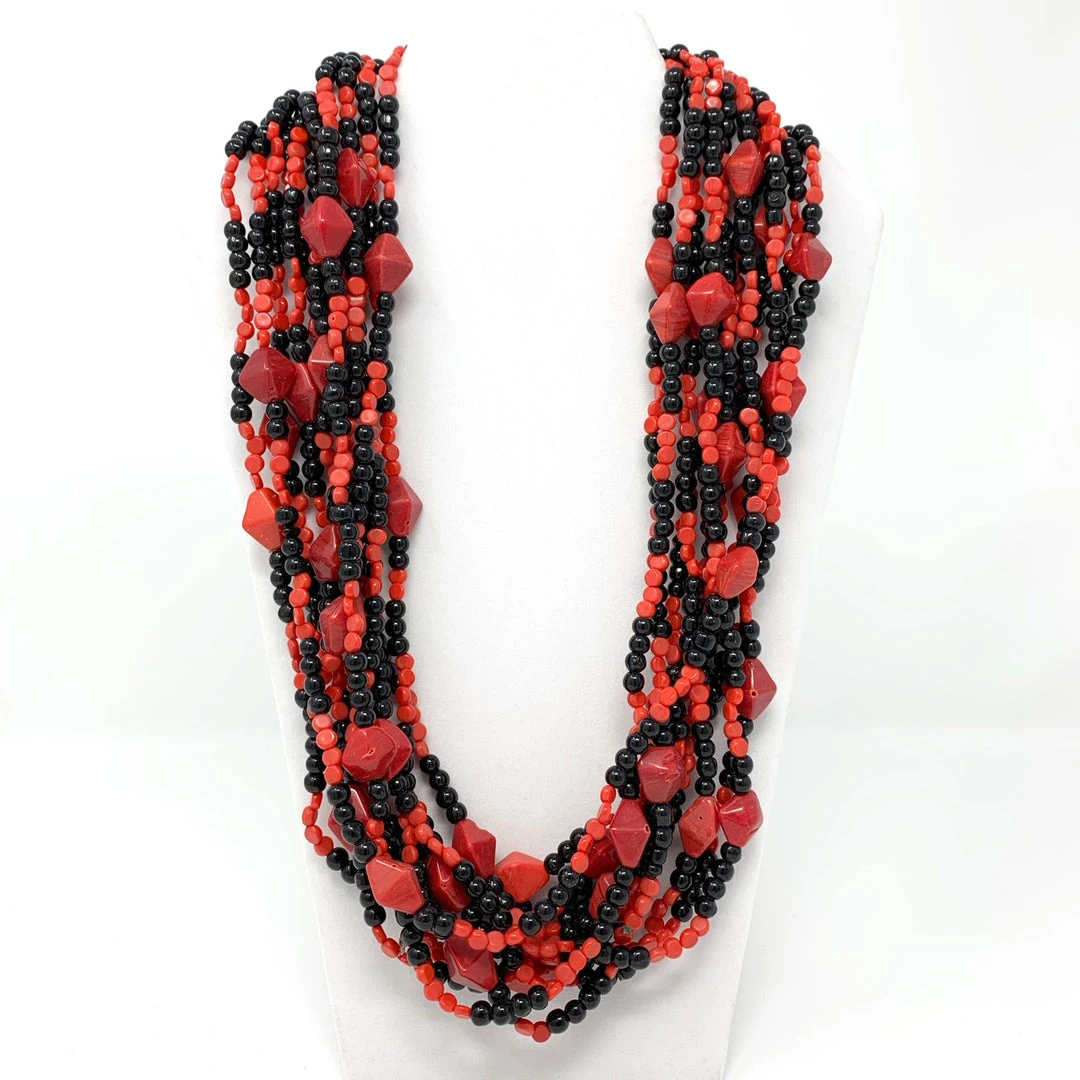 Mardi Gras Spot Beads 27" Red And Black Glass Bead Necklace (Dozen) 3 Mardi Gras Spot Beads 27" Red And Black Glass Bead Necklace (Dozen)