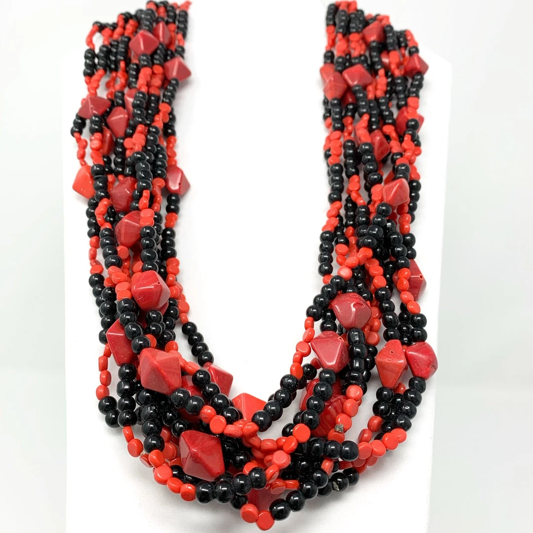 Mardi Gras Spot Beads 27" Red And Black Glass Bead Necklace (Dozen) 4 Mardi Gras Spot Beads 27" Red And Black Glass Bead Necklace (Dozen)