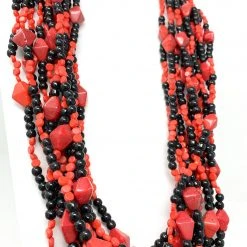 Mardi Gras Spot Beads 27" Red And Black Glass Bead Necklace (Dozen) 9 Mardi Gras Spot Beads 27