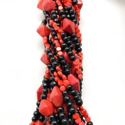 Mardi Gras Spot Beads 27" Red And Black Glass Bead Necklace (Dozen) 11 Mardi Gras Spot Beads 27