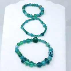 Mardi Gras Spot 7" Glass Beads - Turquoise Bracelets (Dozen) 8 Mardi Gras Spot 7