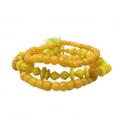 Mardi Gras Spot 7" Glass Beads - Yellow Bracelets (Dozen)