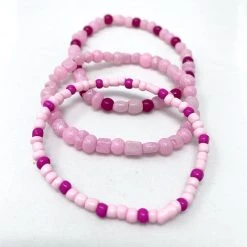 Mardi Gras Spot 7" Glass Bead Bracelets - Hot Pink And Light Pink (36 Pieces)