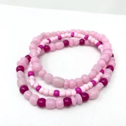 Mardi Gras Spot 7" Glass Bead Bracelets - Hot Pink And Light Pink (36 Pieces) 7 Mardi Gras Spot 7
