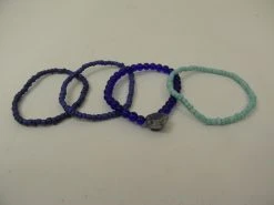 Mardi Gras Spot 7" Glass Bead Bracelets - Light Blue And Royal Blue (Dozen)