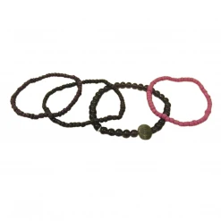 Mardi Gras Spot Beads 7" Glass Bead Bracelets - Hot Pink And Black (Dozen)