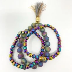 Mardi Gras Spot Beads 7" Glass Bead Bracelets - Iridescent Purple (Dozen) 8 Mardi Gras Spot Beads 7