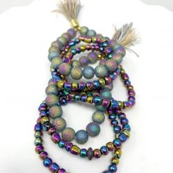 Mardi Gras Spot Beads 7" Glass Bead Bracelets - Iridescent Purple (Dozen) 9 Mardi Gras Spot Beads 7