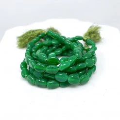 Mardi Gras Spot Beads 7" Glass Bead Bracelets - Green Single Stranded (Dozen)