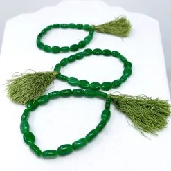 Mardi Gras Spot Beads 7" Glass Bead Bracelets - Green Single Stranded (Dozen) 8 Mardi Gras Spot Beads 7