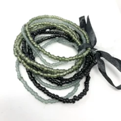 Mardi Gras Spot 7" Glass Bead Bracelets - Black And Grey (Dozen) 4 Mardi Gras Spot 7
