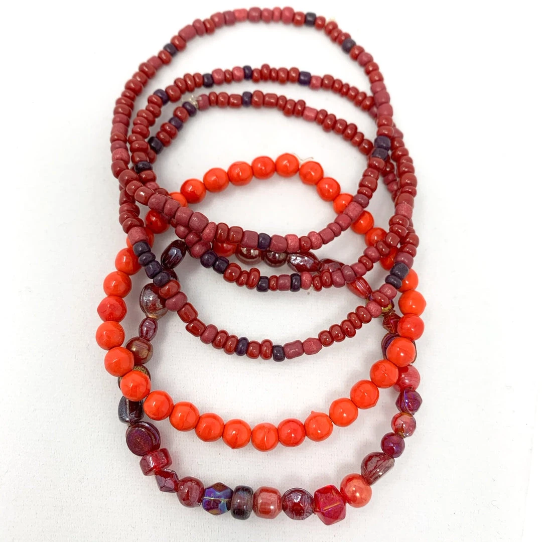 Mardi Gras Spot 7" Glass Bead Bracelets - Red (Dozen) Beads 4 Mardi Gras Spot 7" Glass Bead Bracelets - Red (Dozen) Beads